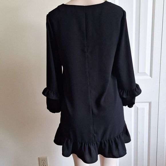 Zara Black Ruffle Dress Size M - Picture 6 of 7